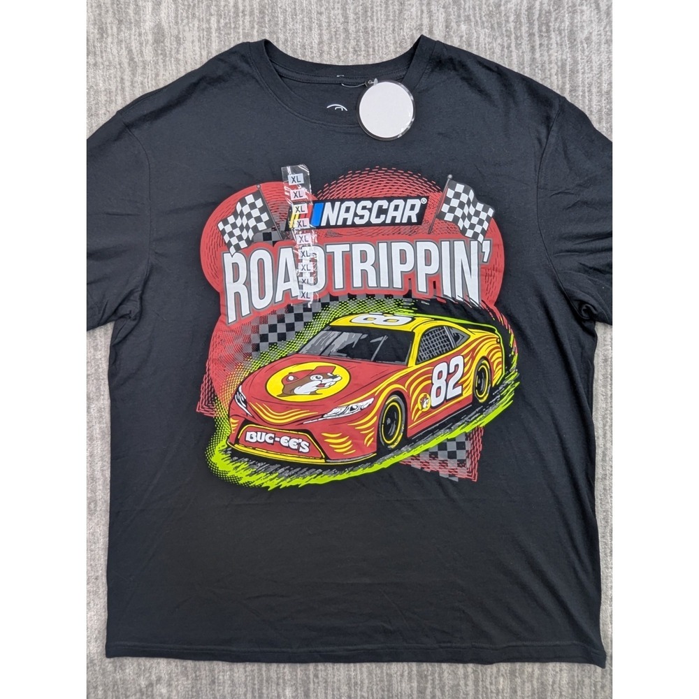 Buc-ee's x NASCAR Road Trippin' Graphic T-shirt Black Vintage Stu Size XL NWT